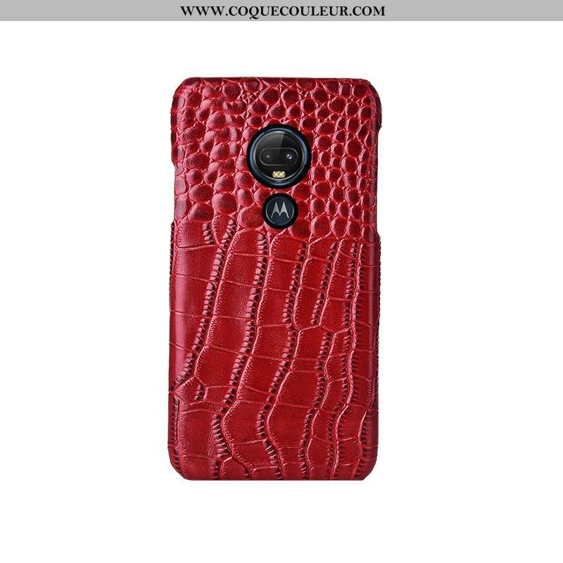 Étui Moto G7 Mode Personnalisé Cuir Véritable, Coque Moto G7 Protection Téléphone Portable Noir