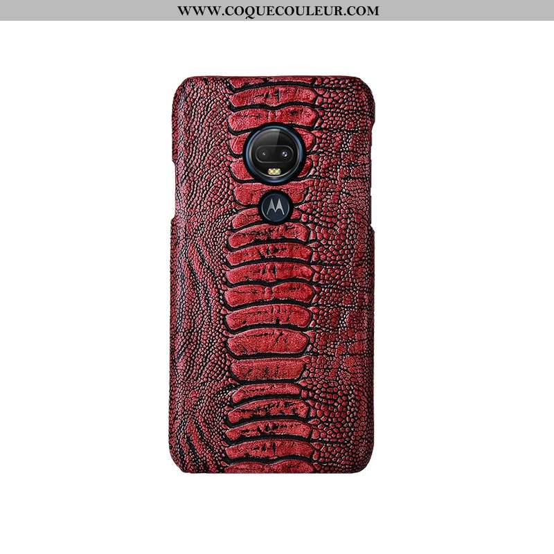 Étui Moto G7 Cuir Cuir Haut Couvercle Arrière, Coque Moto G7 Mode Rouge