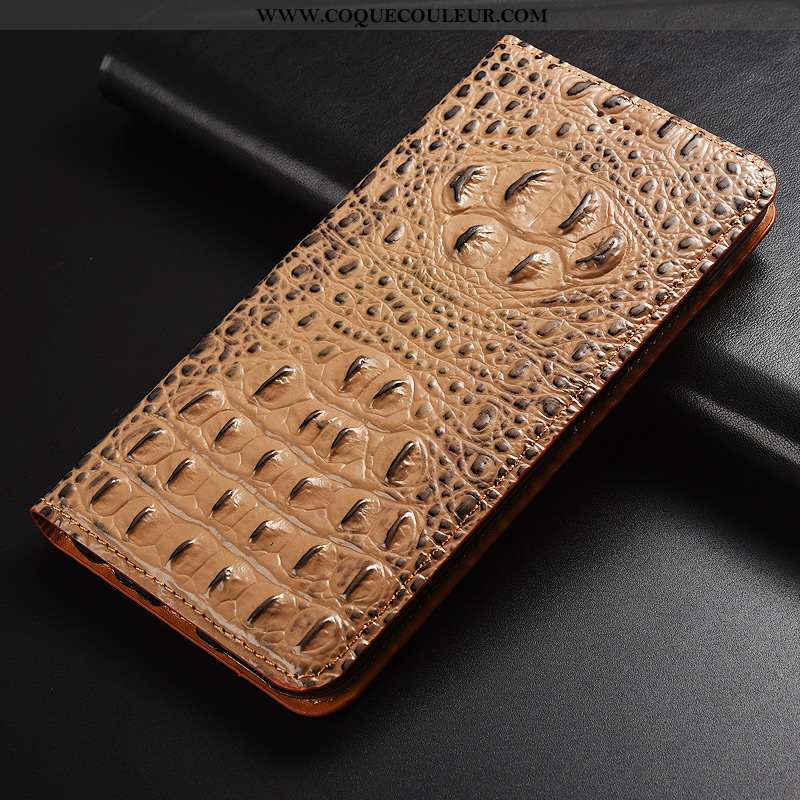 Coque Moto G7 Protection Modèle Fleurie Marron, Housse Moto G7 Cuir Véritable Étui Marron