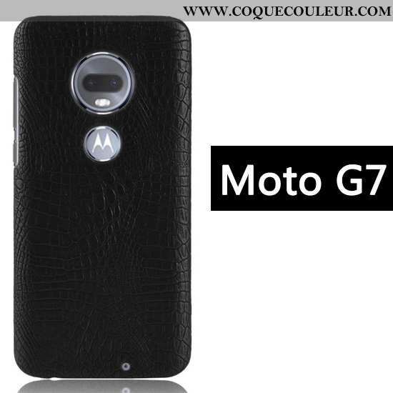 Étui Moto G7 Créatif Business Crocodile, Coque Moto G7 Modèle Fleurie Noir