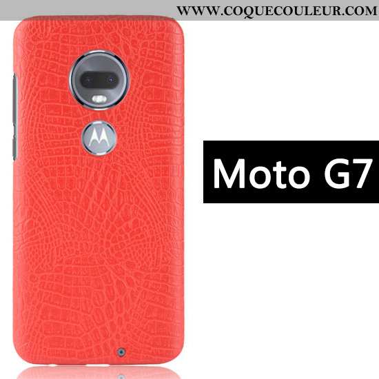 Étui Moto G7 Créatif Business Crocodile, Coque Moto G7 Modèle Fleurie Noir