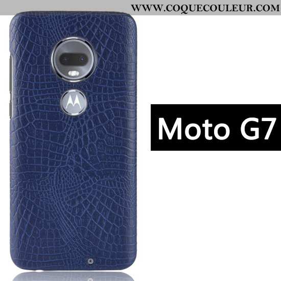 Étui Moto G7 Créatif Business Crocodile, Coque Moto G7 Modèle Fleurie Noir