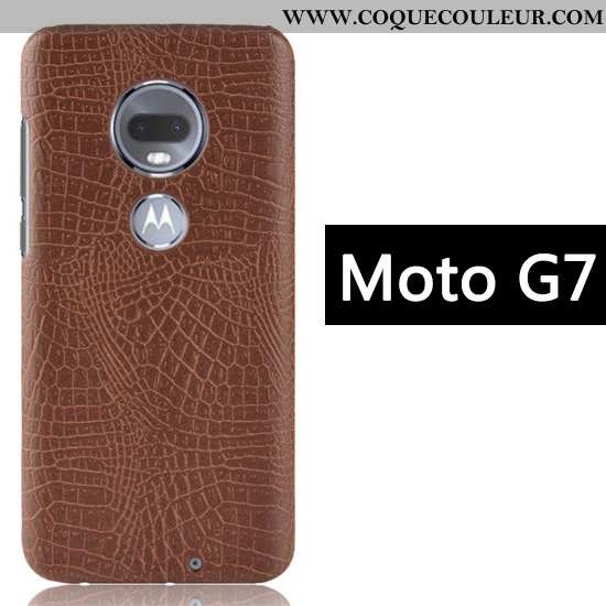 Étui Moto G7 Créatif Business Crocodile, Coque Moto G7 Modèle Fleurie Noir