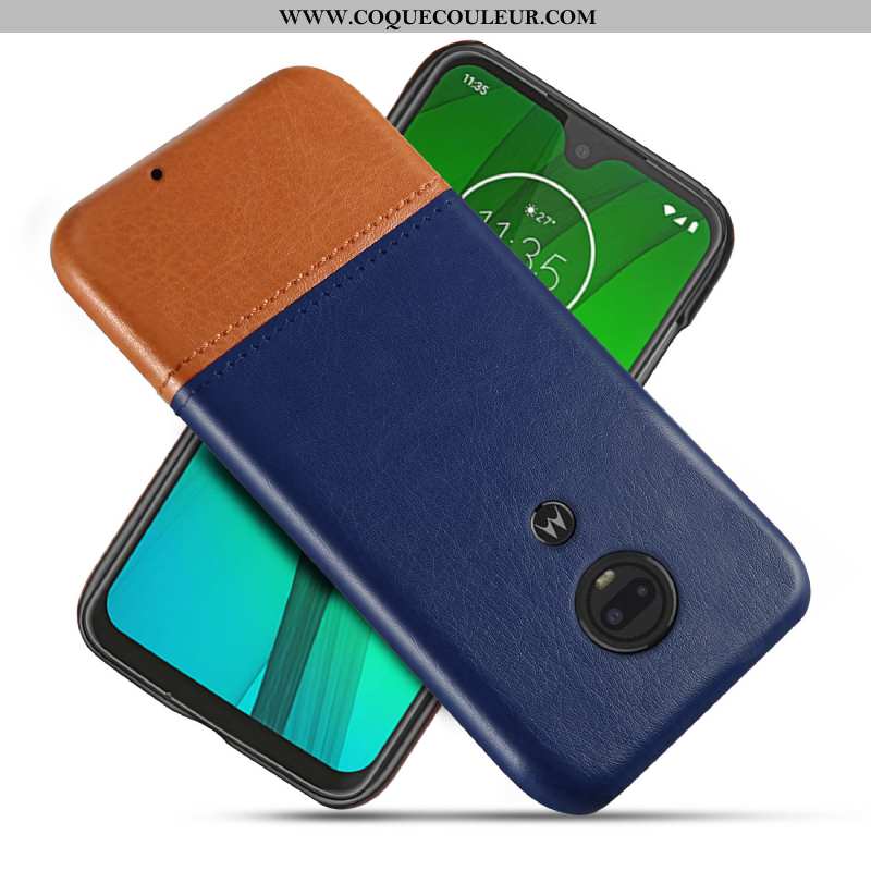 Étui Moto G7 Protection Qualité Coque, Coque Moto G7 Personnalité Incassable Bleu