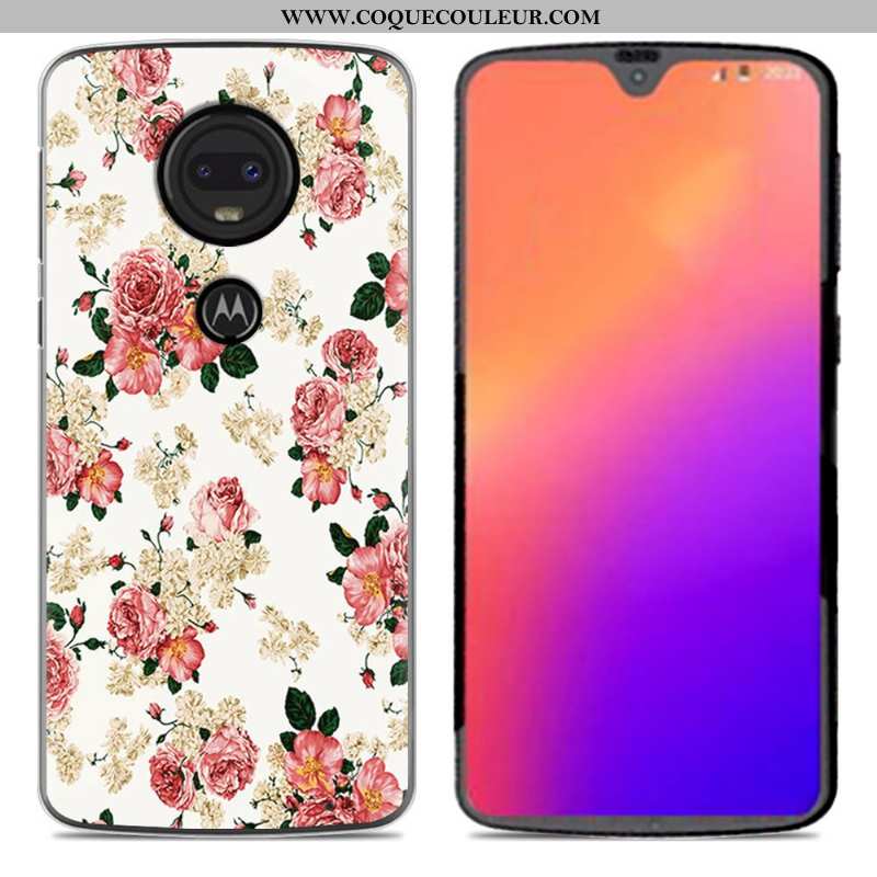 Housse Moto G7 Coque En Silicone Nouveau Étui, Étui Moto G7 Personnalité Dessin Animé Rose