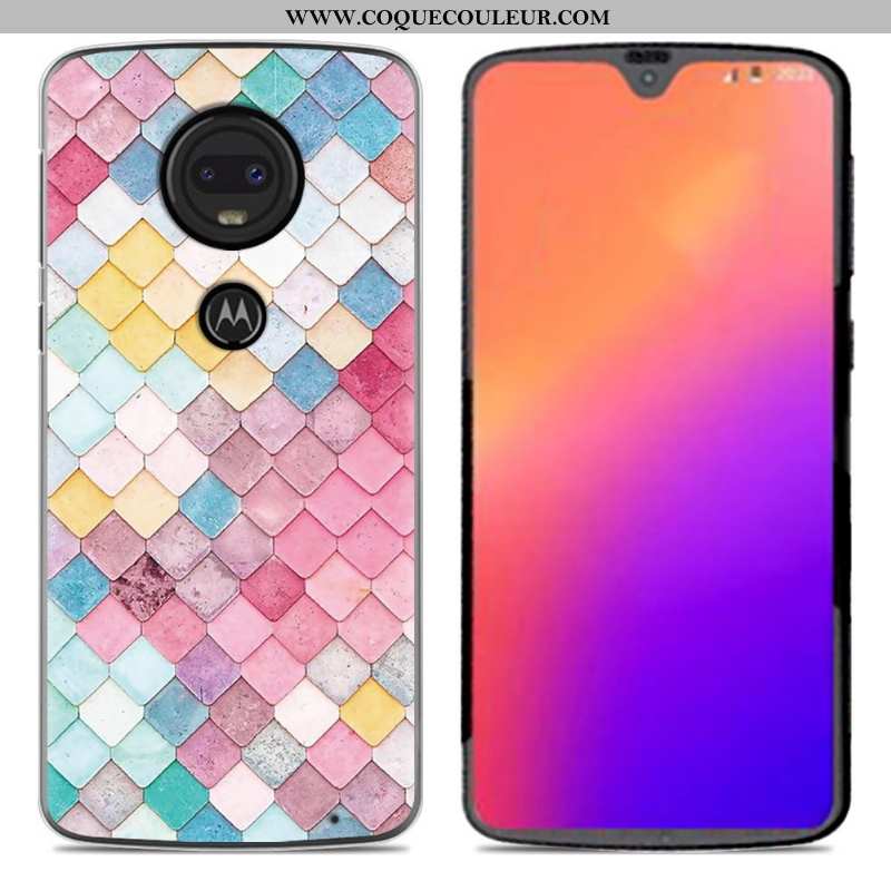 Housse Moto G7 Coque En Silicone Nouveau Étui, Étui Moto G7 Personnalité Dessin Animé Rose