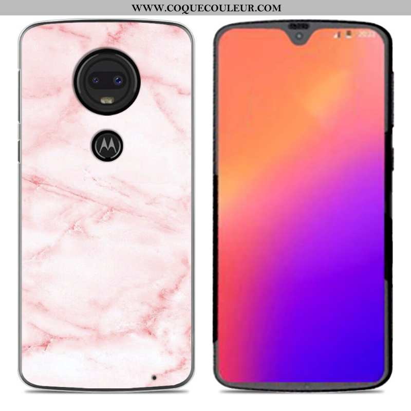 Housse Moto G7 Coque En Silicone Nouveau Étui, Étui Moto G7 Personnalité Dessin Animé Rose