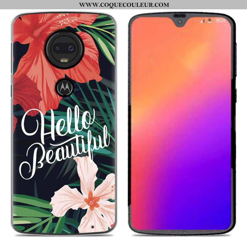 Housse Moto G7 Coque En Silicone Nouveau Étui, Étui Moto G7 Personnalité Dessin Animé Rose