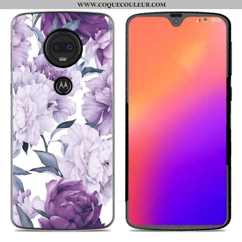 Housse Moto G7 Coque En Silicone Nouveau Étui, Étui Moto G7 Personnalité Dessin Animé Rose