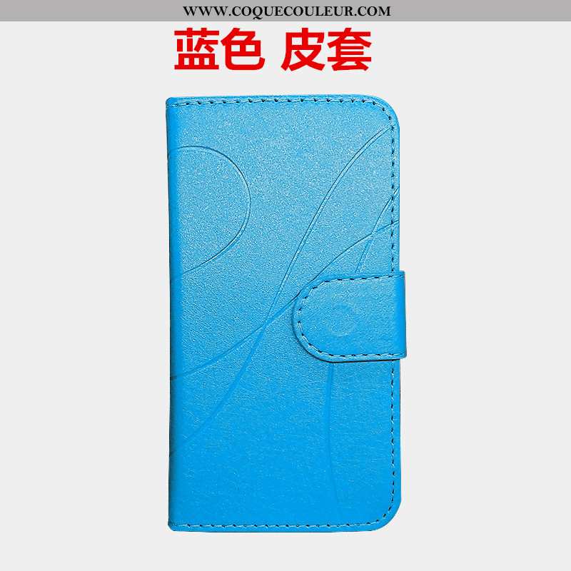 Coque Moto G7 Cuir Étui Téléphone Portable, Housse Moto G7 Fluide Doux Bleu