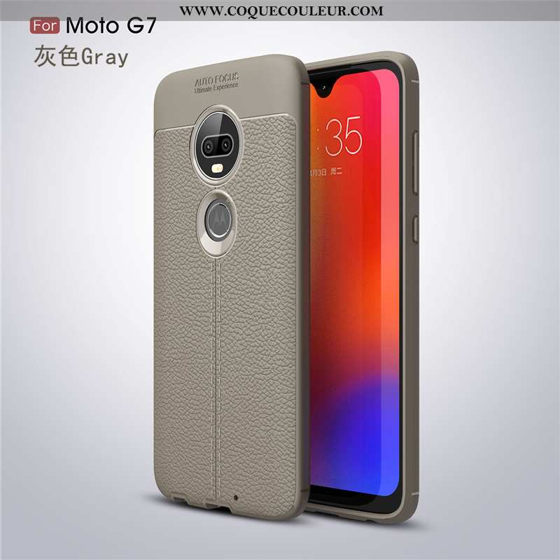 Housse Moto G7 Créatif Business Silicone, Étui Moto G7 Cuir Coque Noir