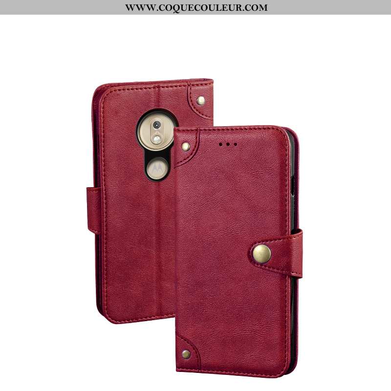 Étui Moto G7 Play Portefeuille Coque Téléphone Portable, Moto G7 Play Cuir Europe Rouge