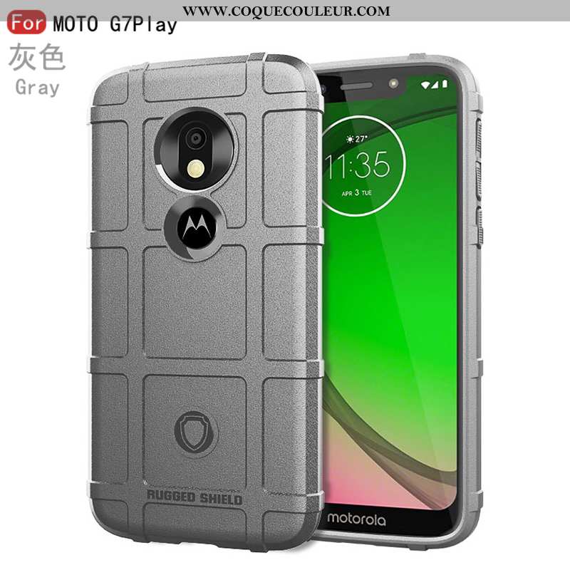 Étui Moto G7 Play Silicone Fluide Doux Bordure, Coque Moto G7 Play Protection Tendance Noir