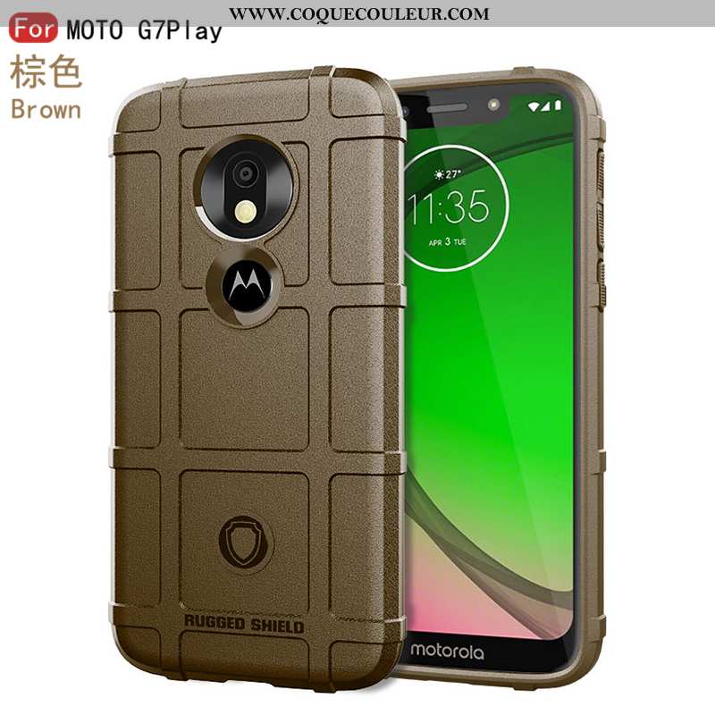 Étui Moto G7 Play Silicone Fluide Doux Bordure, Coque Moto G7 Play Protection Tendance Noir