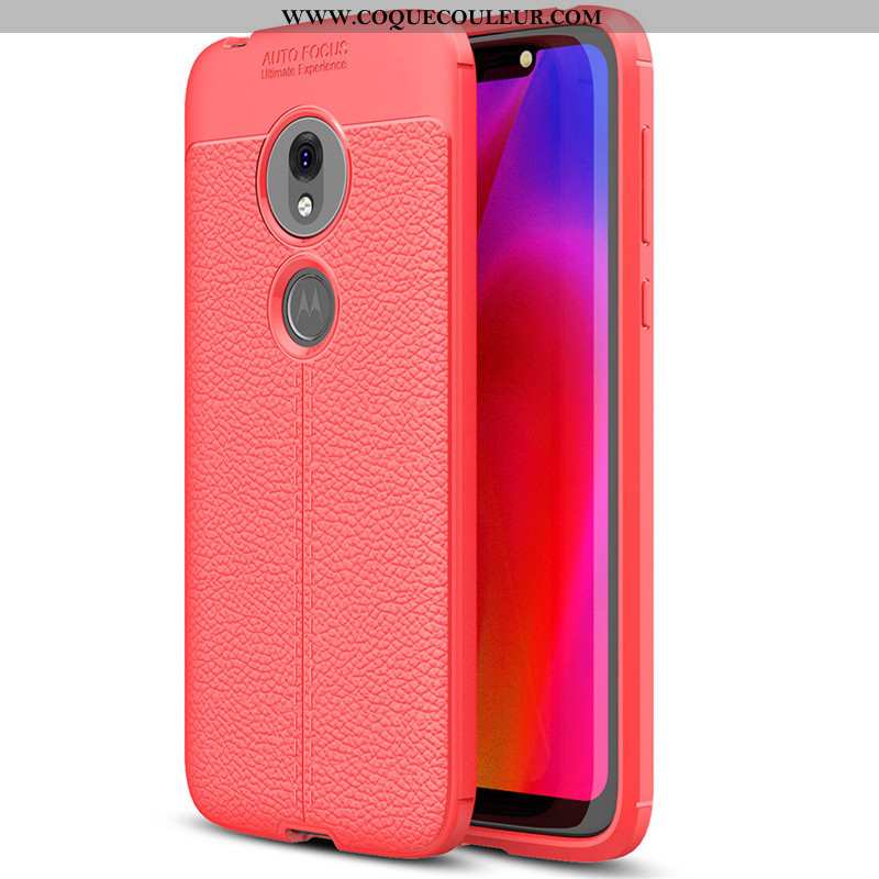 Housse Moto G7 Play Fluide Doux Simple Protection, Étui Moto G7 Play Silicone Cuir Rouge