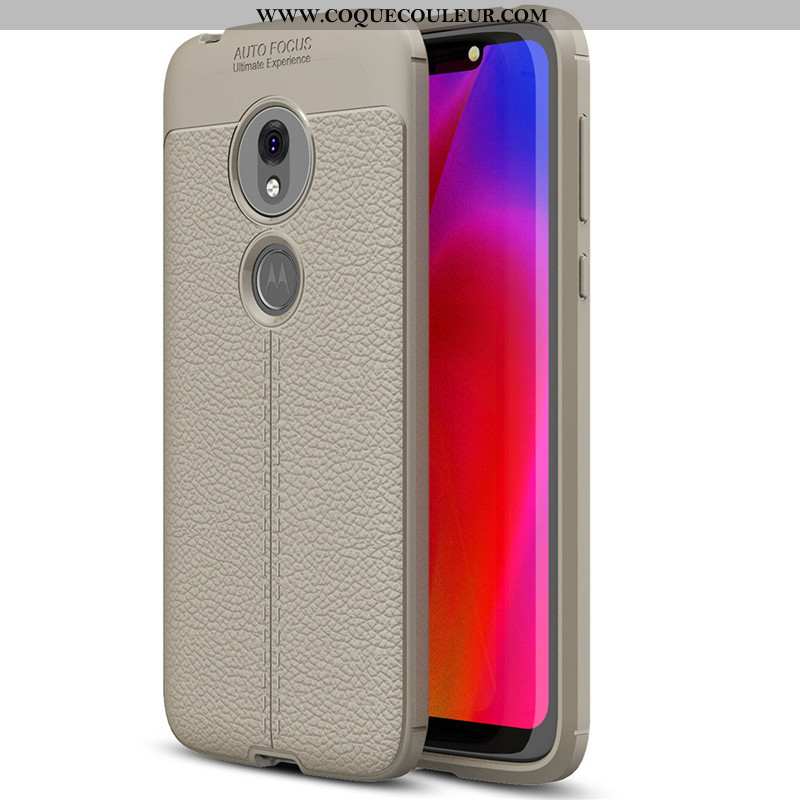 Housse Moto G7 Play Fluide Doux Simple Protection, Étui Moto G7 Play Silicone Cuir Rouge