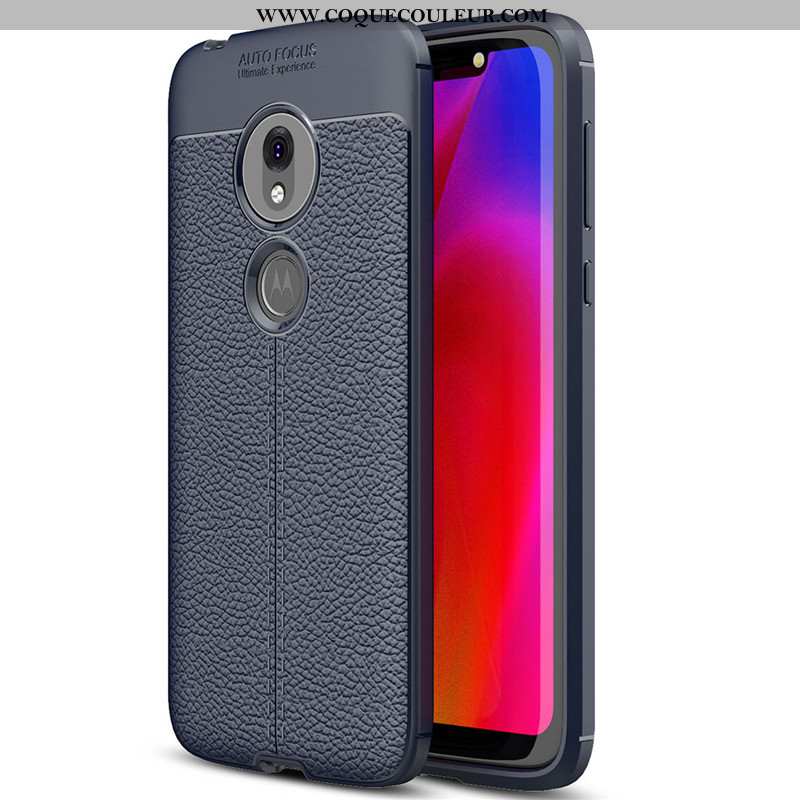 Housse Moto G7 Play Fluide Doux Simple Protection, Étui Moto G7 Play Silicone Cuir Rouge