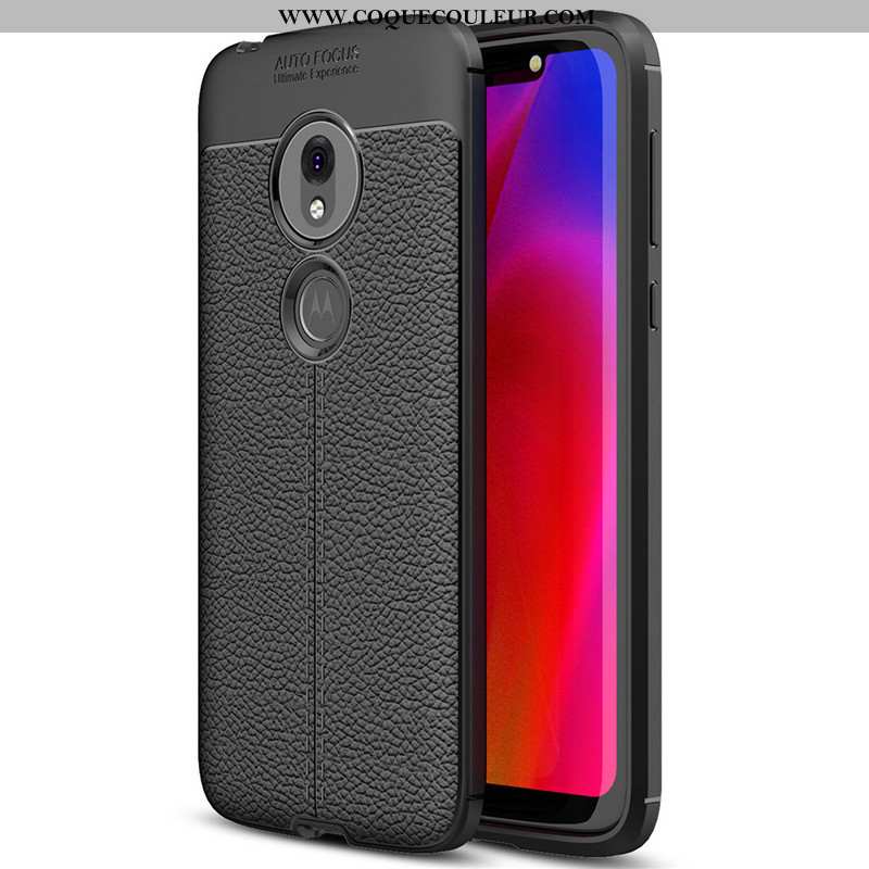 Housse Moto G7 Play Fluide Doux Simple Protection, Étui Moto G7 Play Silicone Cuir Rouge