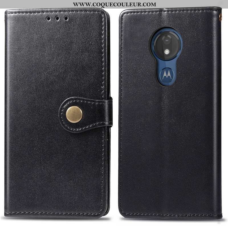 Housse Moto G7 Play Protection Business Cuir, Étui Moto G7 Play Ornements Suspendus Couleur Unie Rou