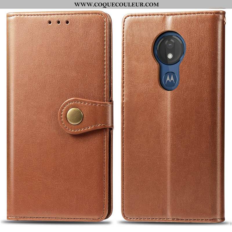 Housse Moto G7 Play Protection Business Cuir, Étui Moto G7 Play Ornements Suspendus Couleur Unie Rou