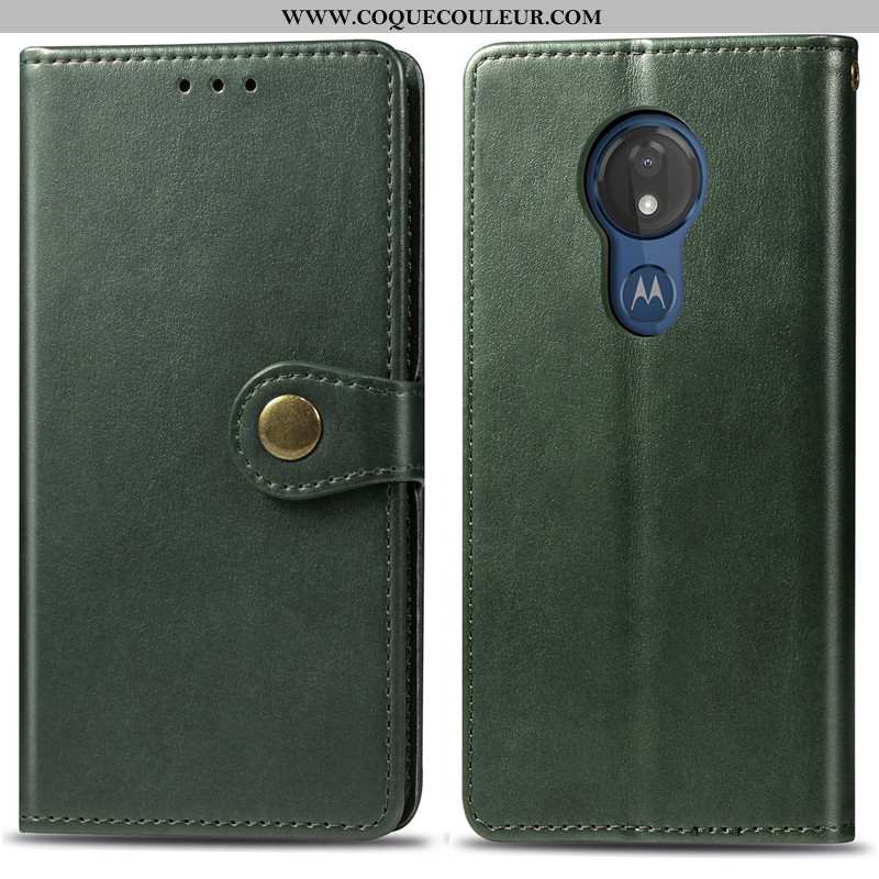 Housse Moto G7 Play Protection Business Cuir, Étui Moto G7 Play Ornements Suspendus Couleur Unie Rou