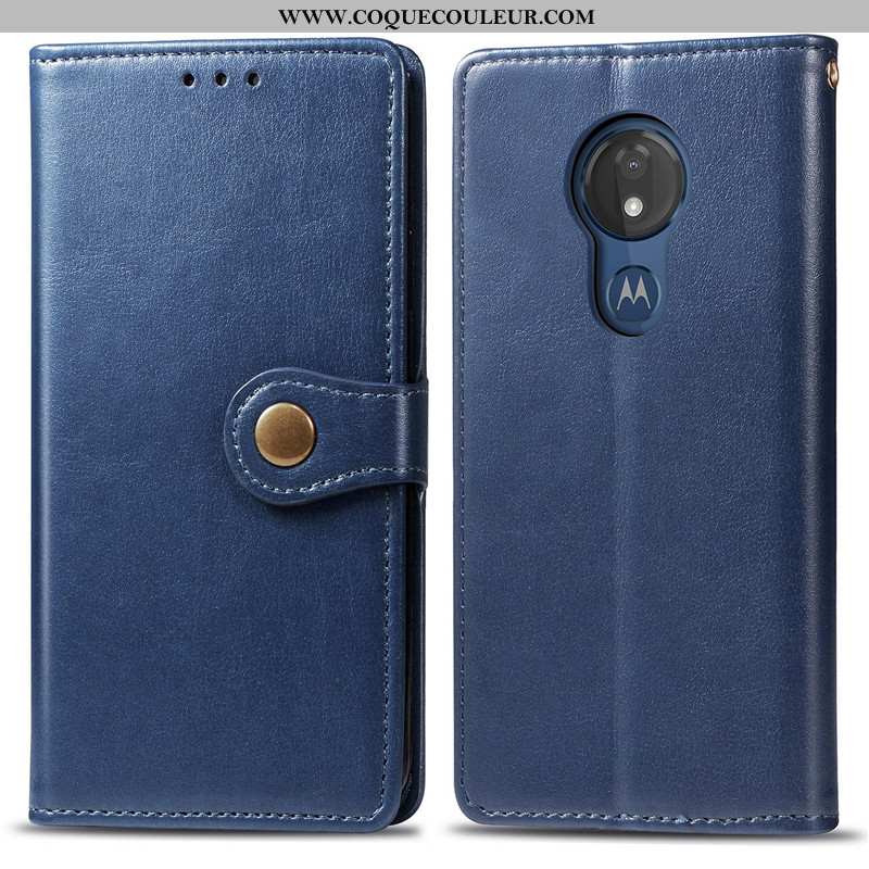 Housse Moto G7 Play Protection Business Cuir, Étui Moto G7 Play Ornements Suspendus Couleur Unie Rou