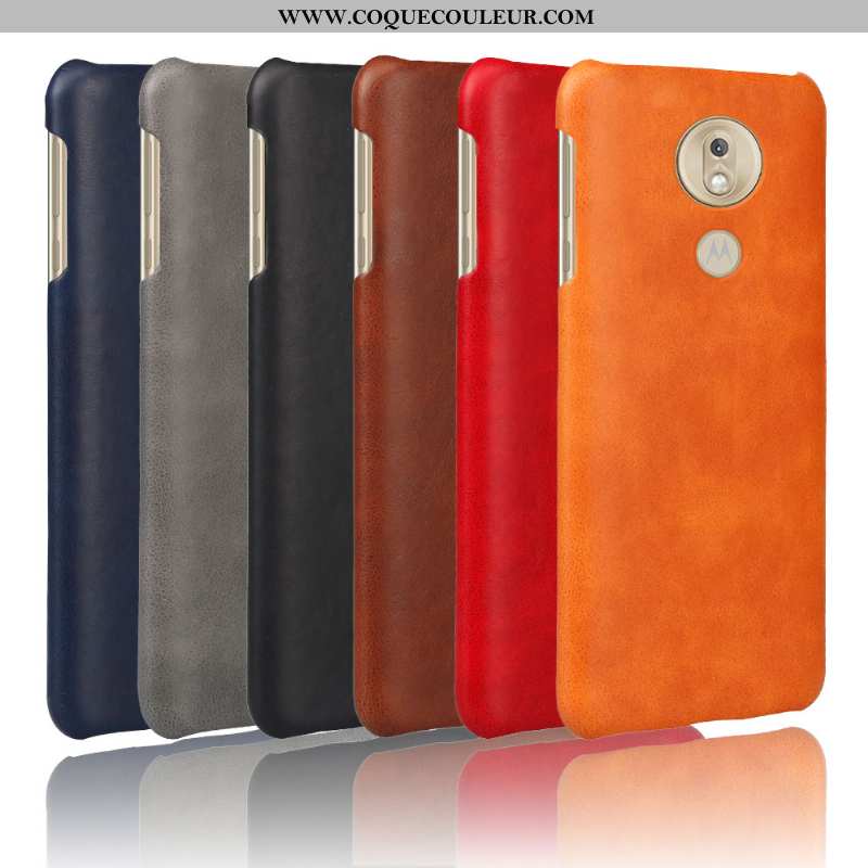 Housse Moto G7 Play Protection Étui Cuir, Moto G7 Play Délavé En Daim Téléphone Portable Orange