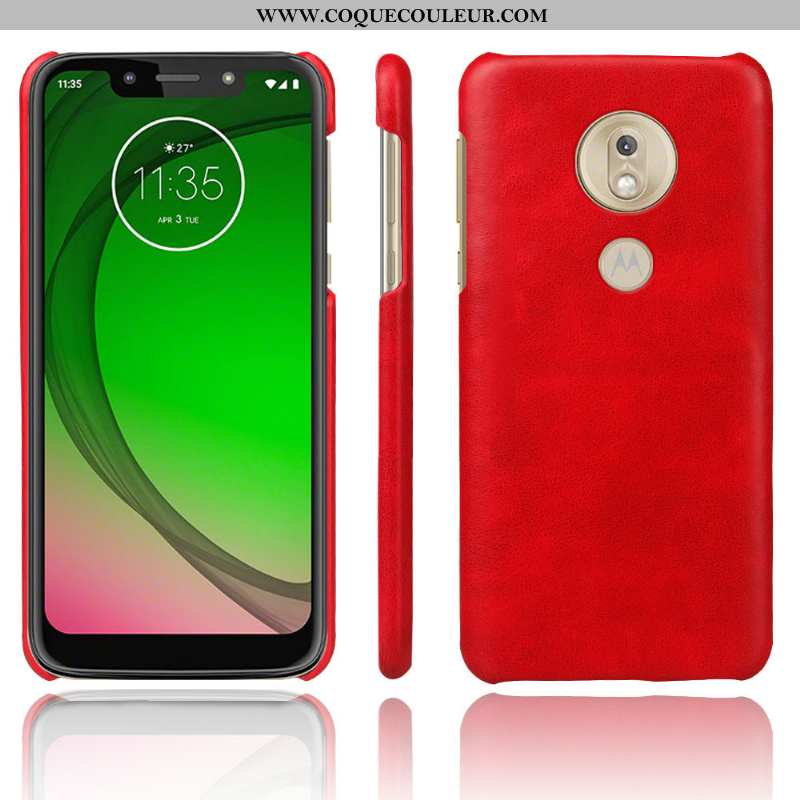 Housse Moto G7 Play Protection Étui Cuir, Moto G7 Play Délavé En Daim Téléphone Portable Orange