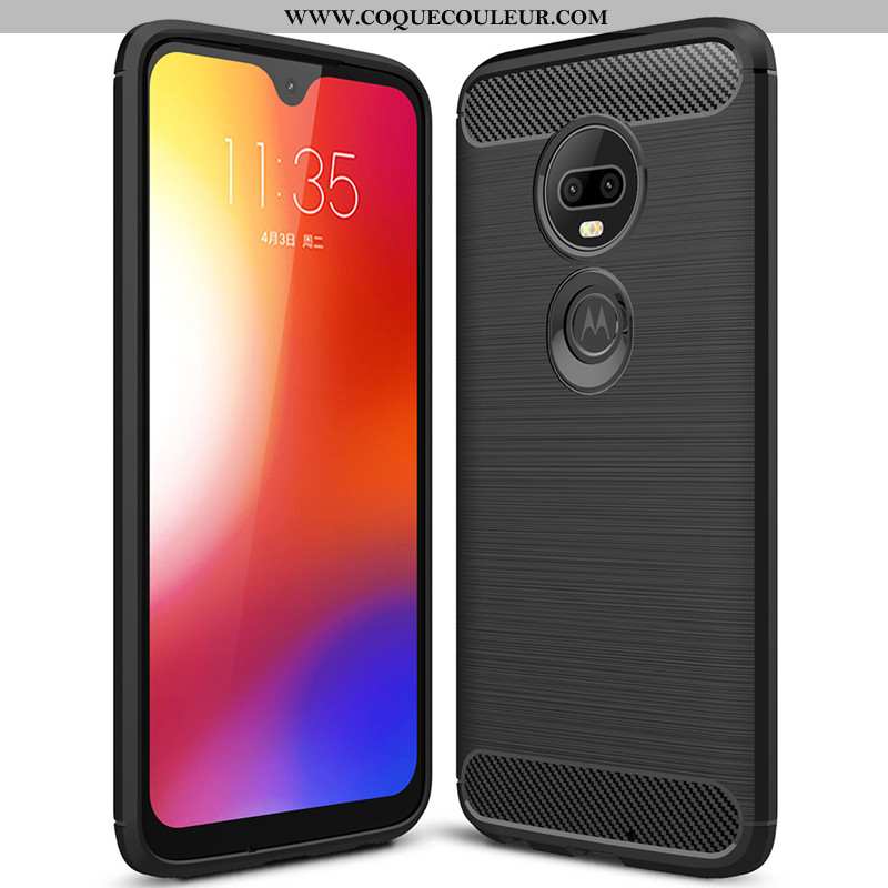 Étui Moto G7 Plus Fluide Doux Nouveau Tout Compris, Coque Moto G7 Plus Silicone Protection Noir