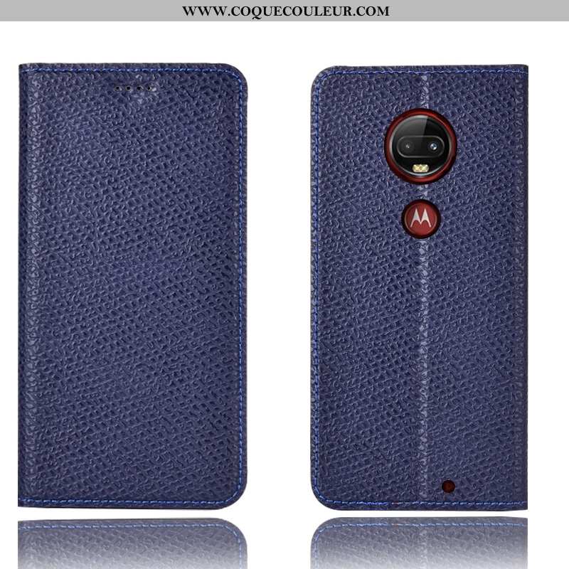 Housse Moto G7 Plus Cuir Véritable Protection Tout Compris, Étui Moto G7 Plus Modèle Fleurie Mesh No