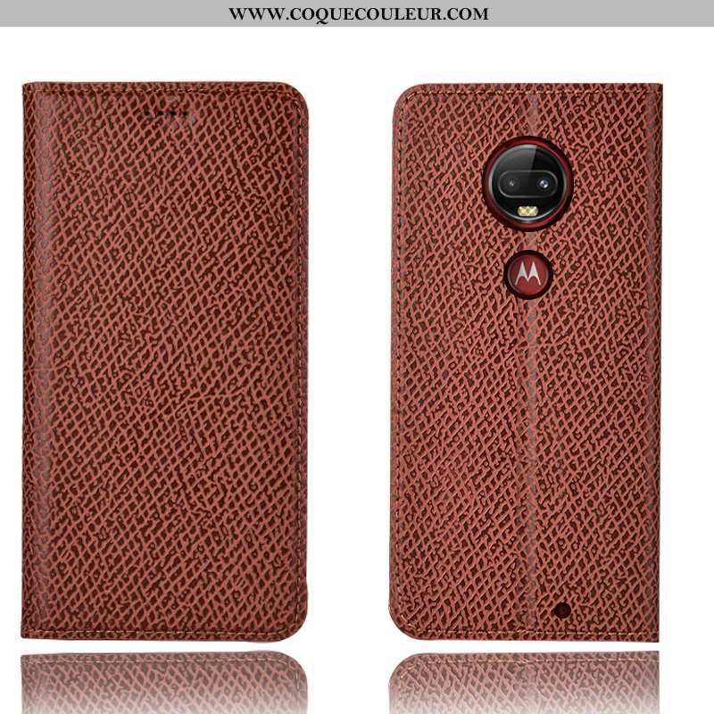 Housse Moto G7 Plus Cuir Véritable Protection Tout Compris, Étui Moto G7 Plus Modèle Fleurie Mesh No