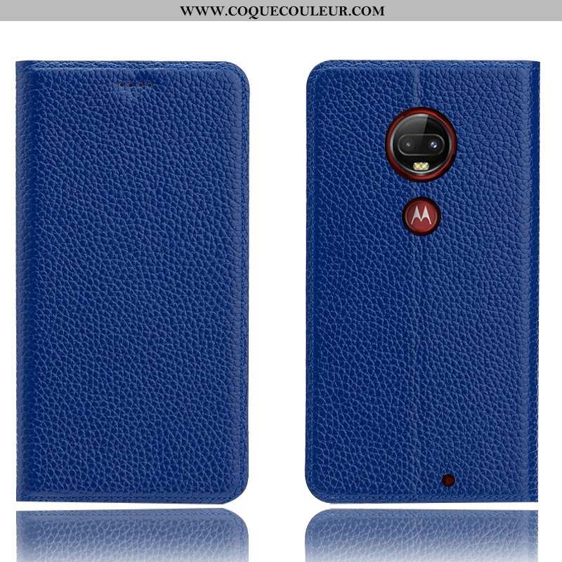 Coque Moto G7 Plus Modèle Fleurie Étui Bleu, Housse Moto G7 Plus Protection Tout Compris Bleu