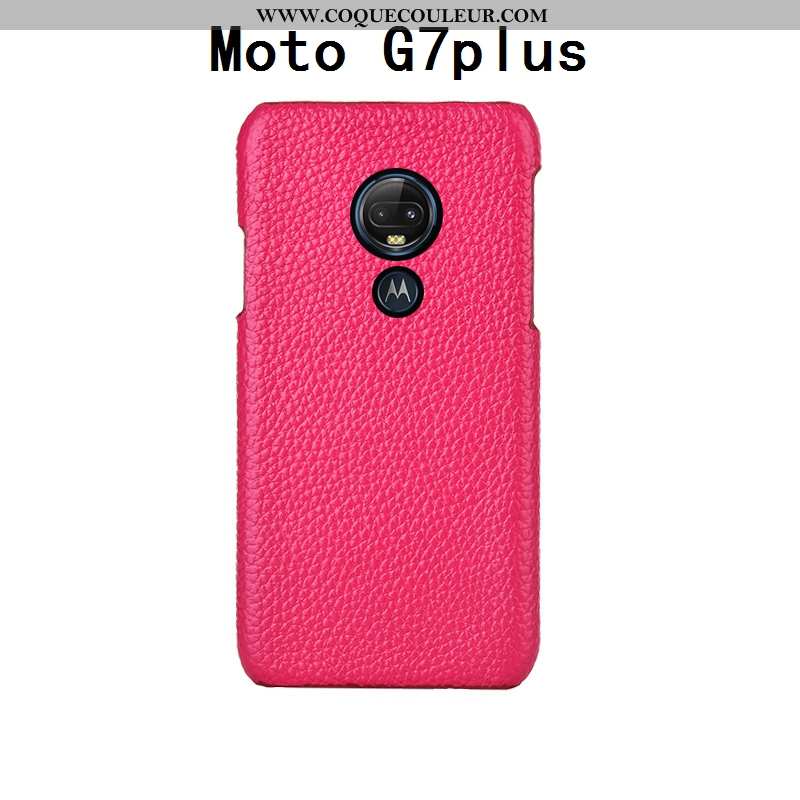 Coque Moto G7 Plus Cuir Incassable Créatif Véritable, Housse Moto G7 Plus Mode Personnalité Bleu Fon