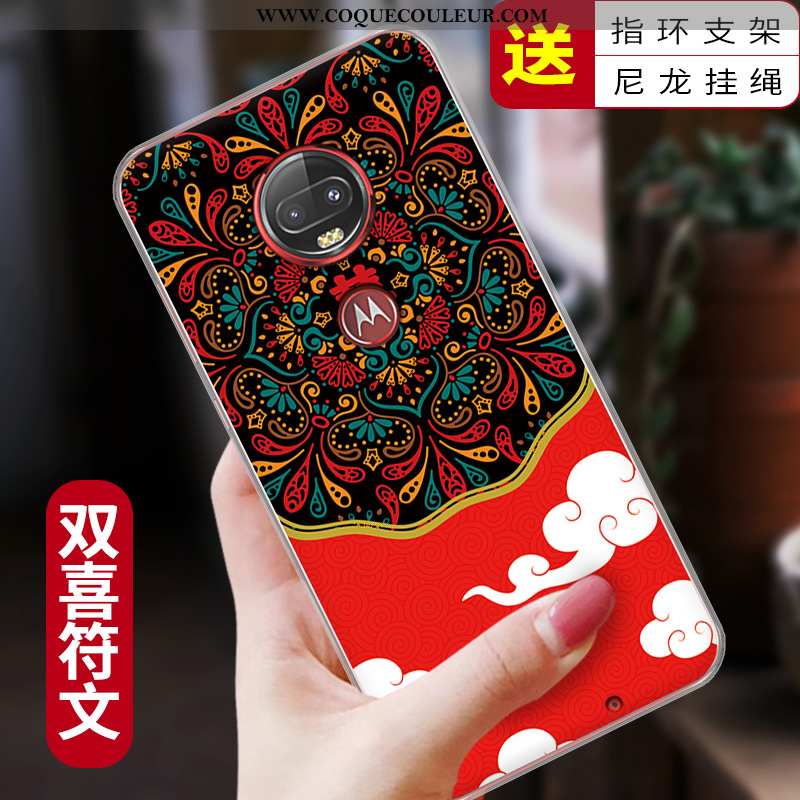 Étui Moto G7 Plus Protection Fluide Doux Coque, Coque Moto G7 Plus Tendance Rouge