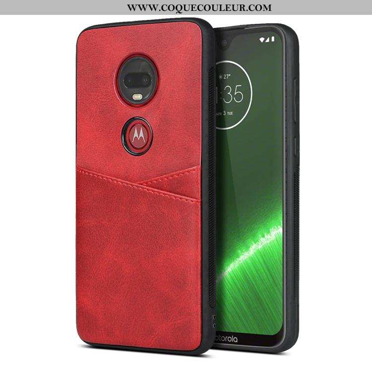 Coque Moto G7 Plus Protection Carte Étui, Housse Moto G7 Plus Fluide Doux Jaune