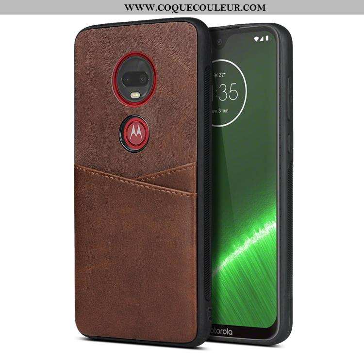 Coque Moto G7 Plus Protection Carte Étui, Housse Moto G7 Plus Fluide Doux Jaune