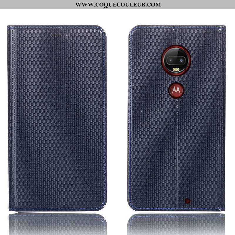 Housse Moto G7 Plus Protection Tout Compris Noir, Étui Moto G7 Plus Cuir Véritable Téléphone Portabl