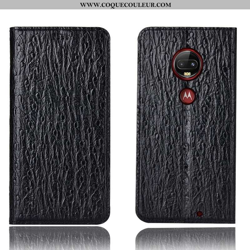 Coque Moto G7 Plus Cuir Véritable Téléphone Portable Étui, Housse Moto G7 Plus Protection Tout Compr