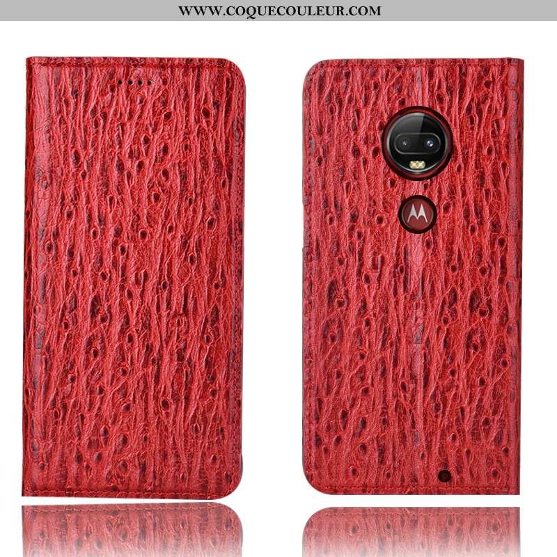 Coque Moto G7 Plus Cuir Véritable Téléphone Portable Étui, Housse Moto G7 Plus Protection Tout Compr