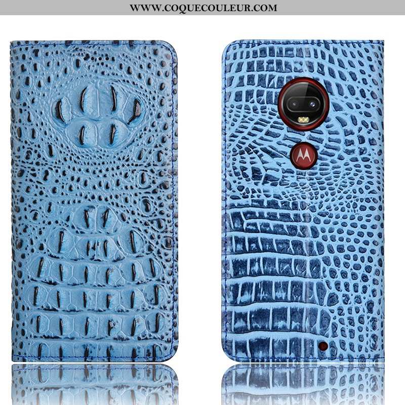 Coque Moto G7 Plus Cuir Véritable Étui Téléphone Portable, Housse Moto G7 Plus Protection Crocodile 