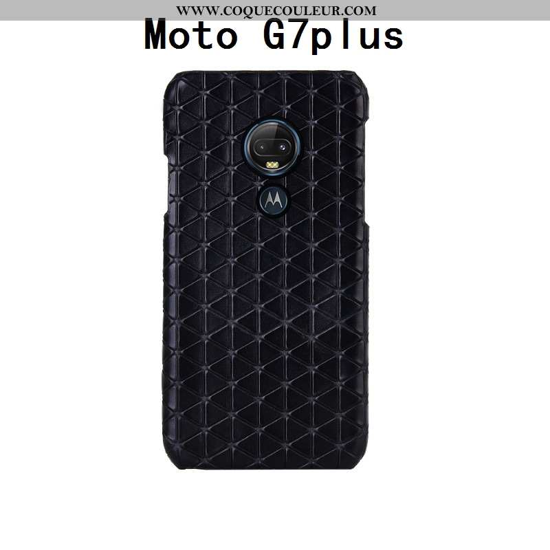 Coque Moto G7 Plus Créatif Incassable, Housse Moto G7 Plus Cuir Véritable Personnalisé Rouge