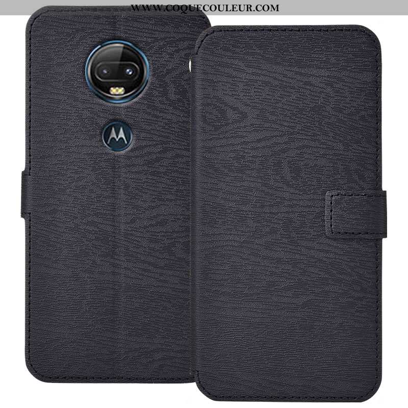 Housse Moto G7 Plus Protection Tout Compris Housse, Étui Moto G7 Plus Cuir Coque Noir