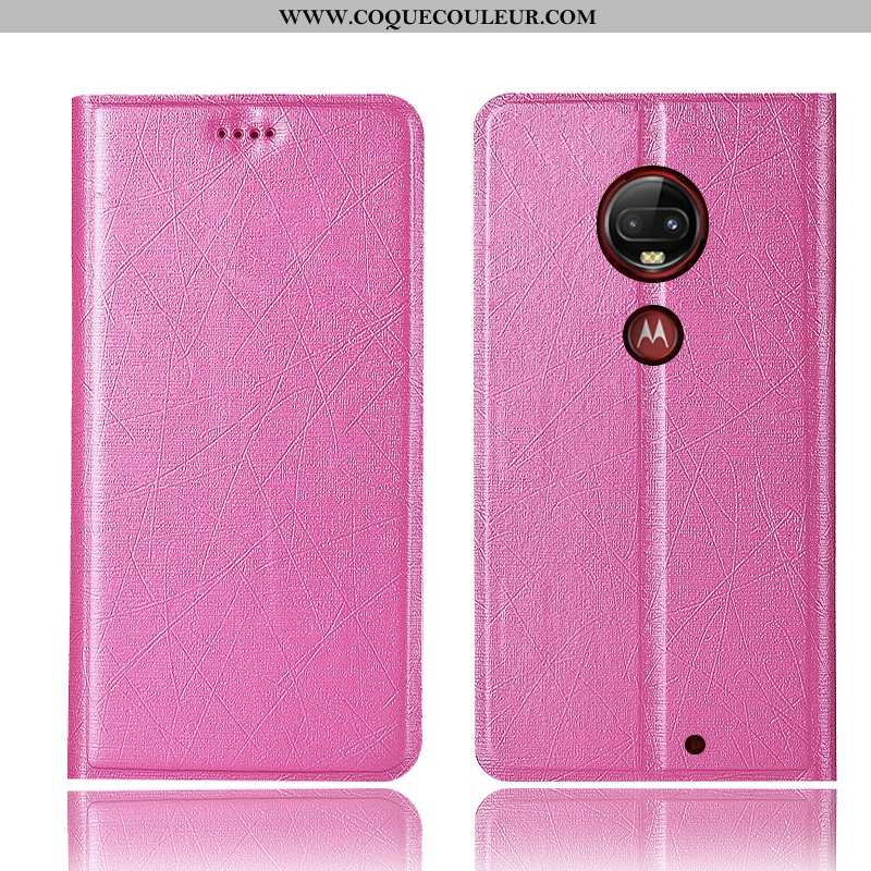 Housse Moto G7 Plus Protection Incassable Housse, Étui Moto G7 Plus Cuir Téléphone Portable Rose