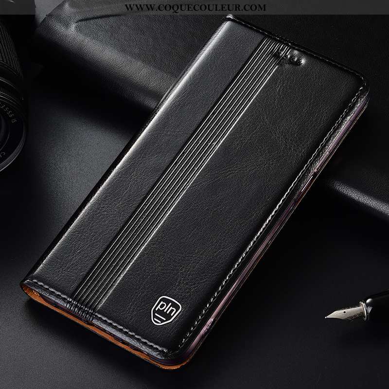 Coque Moto G7 Power Cuir Véritable Téléphone Portable Coque, Housse Moto G7 Power Protection Rouge
