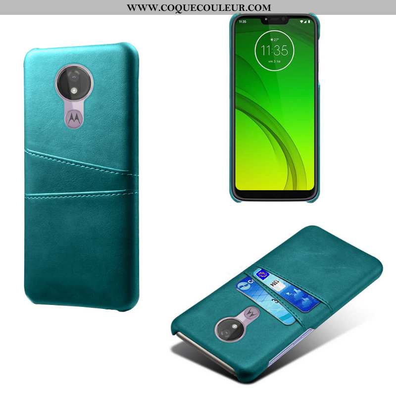 Coque Moto G7 Power Cuir Carte Coque, Housse Moto G7 Power Difficile Téléphone Portable Bleu