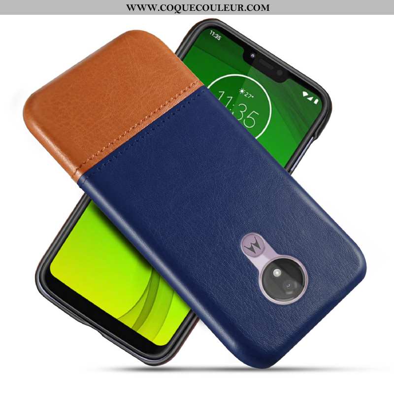 Housse Moto G7 Power Protection Téléphone Portable Noir, Étui Moto G7 Power Cuir Véritable Coque Noi