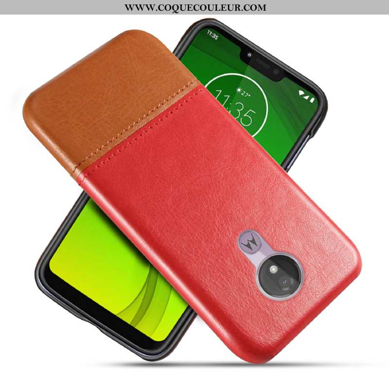 Housse Moto G7 Power Protection Téléphone Portable Noir, Étui Moto G7 Power Cuir Véritable Coque Noi