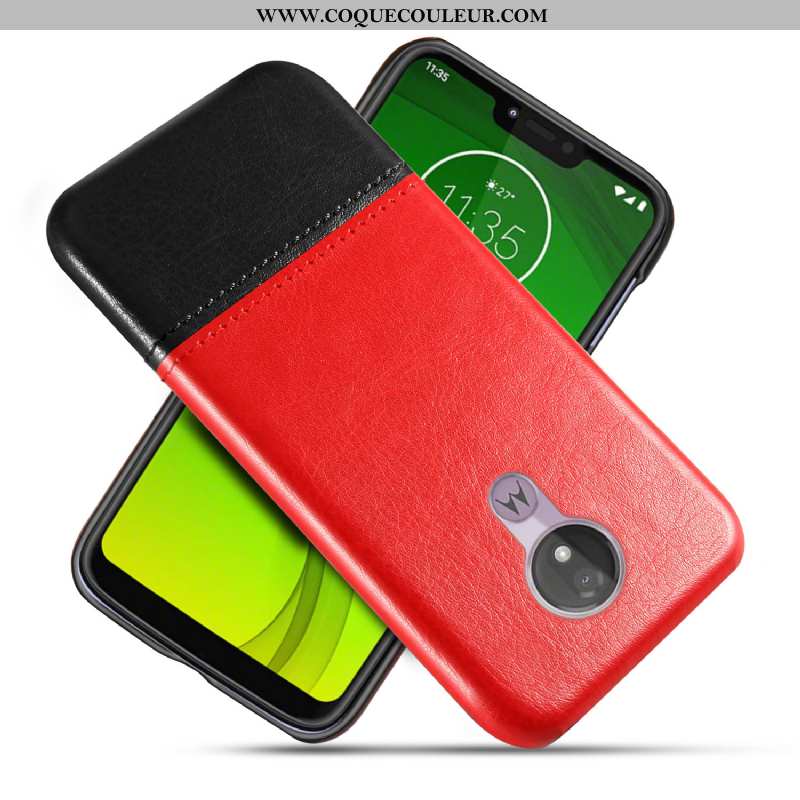 Housse Moto G7 Power Protection Téléphone Portable Noir, Étui Moto G7 Power Cuir Véritable Coque Noi