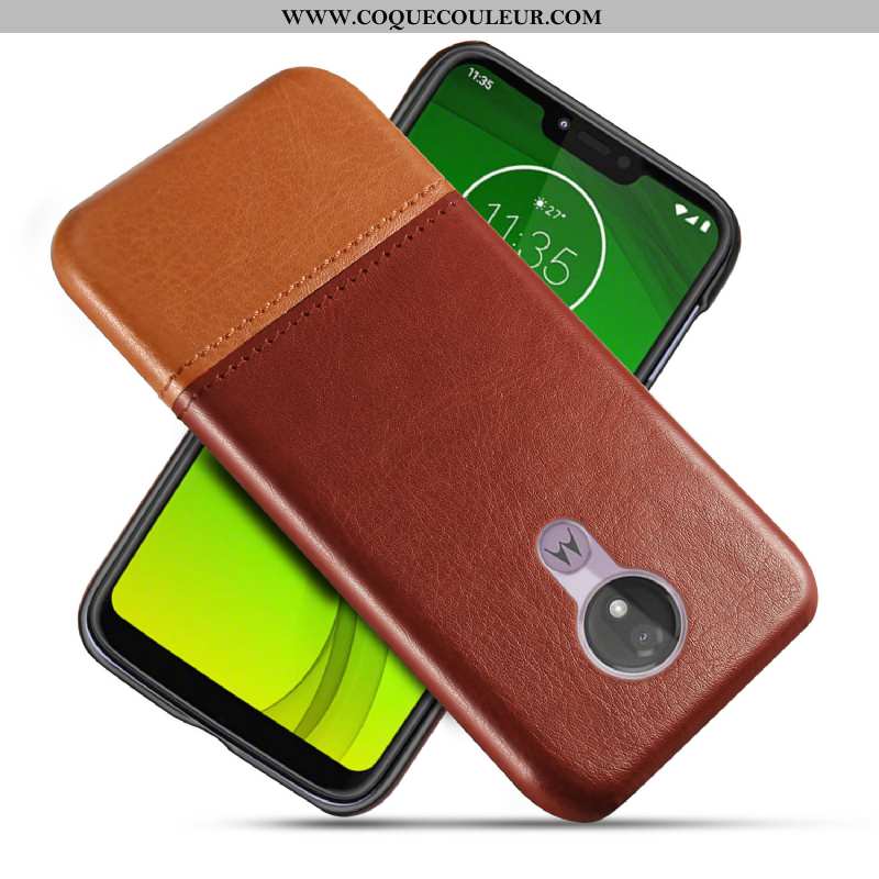 Housse Moto G7 Power Protection Téléphone Portable Noir, Étui Moto G7 Power Cuir Véritable Coque Noi