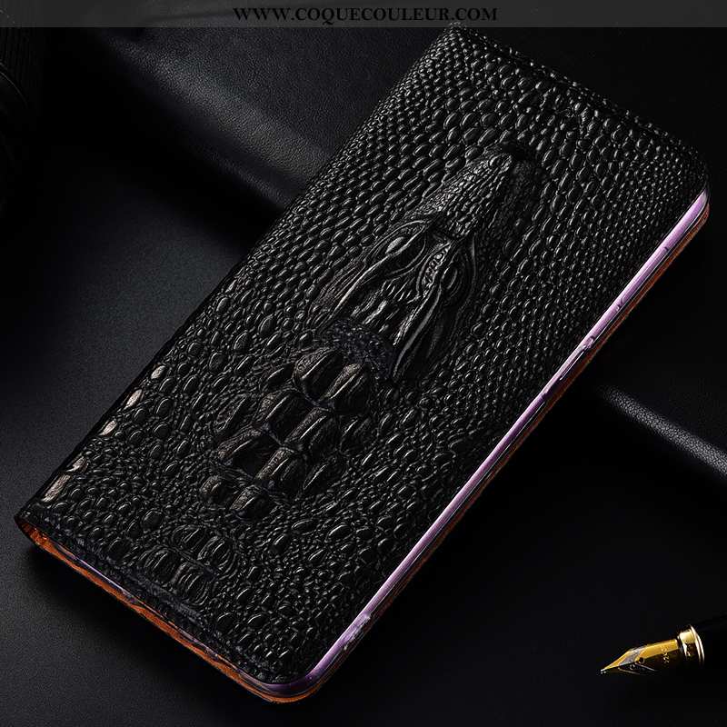 Étui Moto G7 Power Cuir Véritable Housse Crocodile, Coque Moto G7 Power Protection Europe Jaune